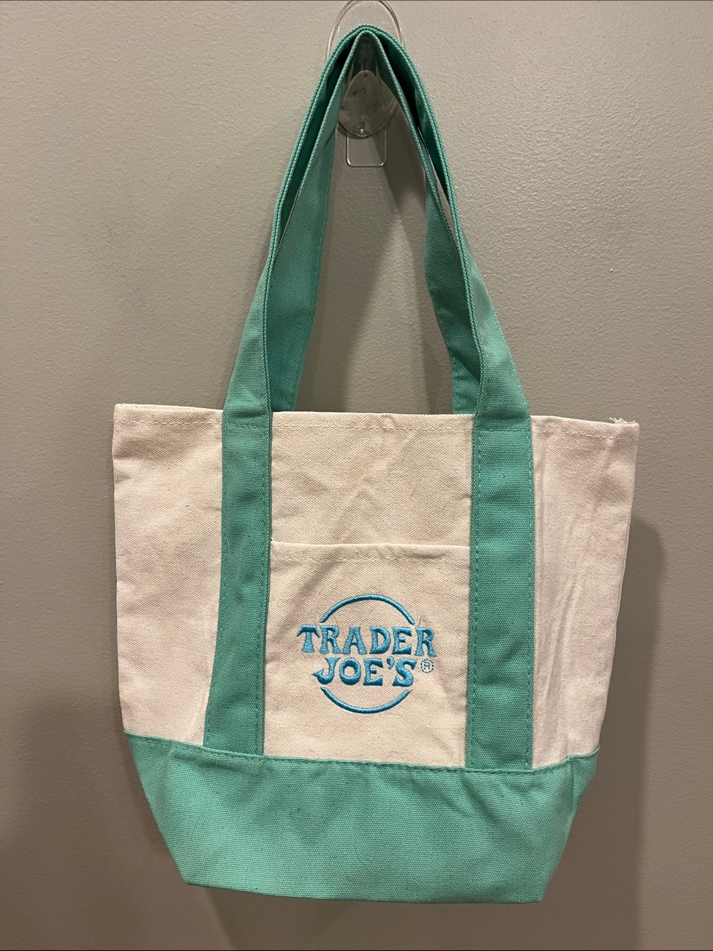 Trader Joe’s Mini Canvas Tote Bag Mint Green